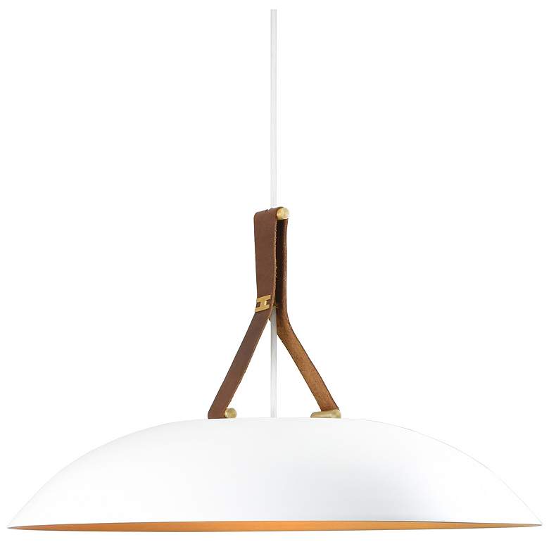 Image 1 Volo Pendant - Cava - White Exterior & Brass Interior Shade - Brass Acc