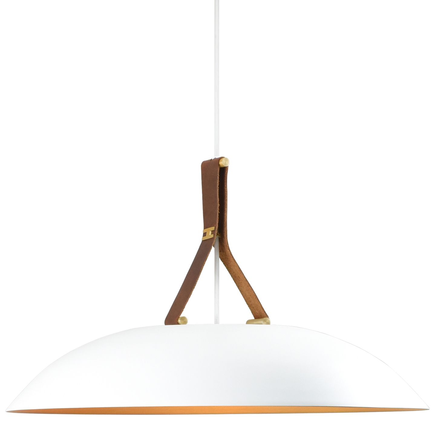 Volo Pendant - Cava - White Exterior &amp;; Brass Interior Shade Made to Or
