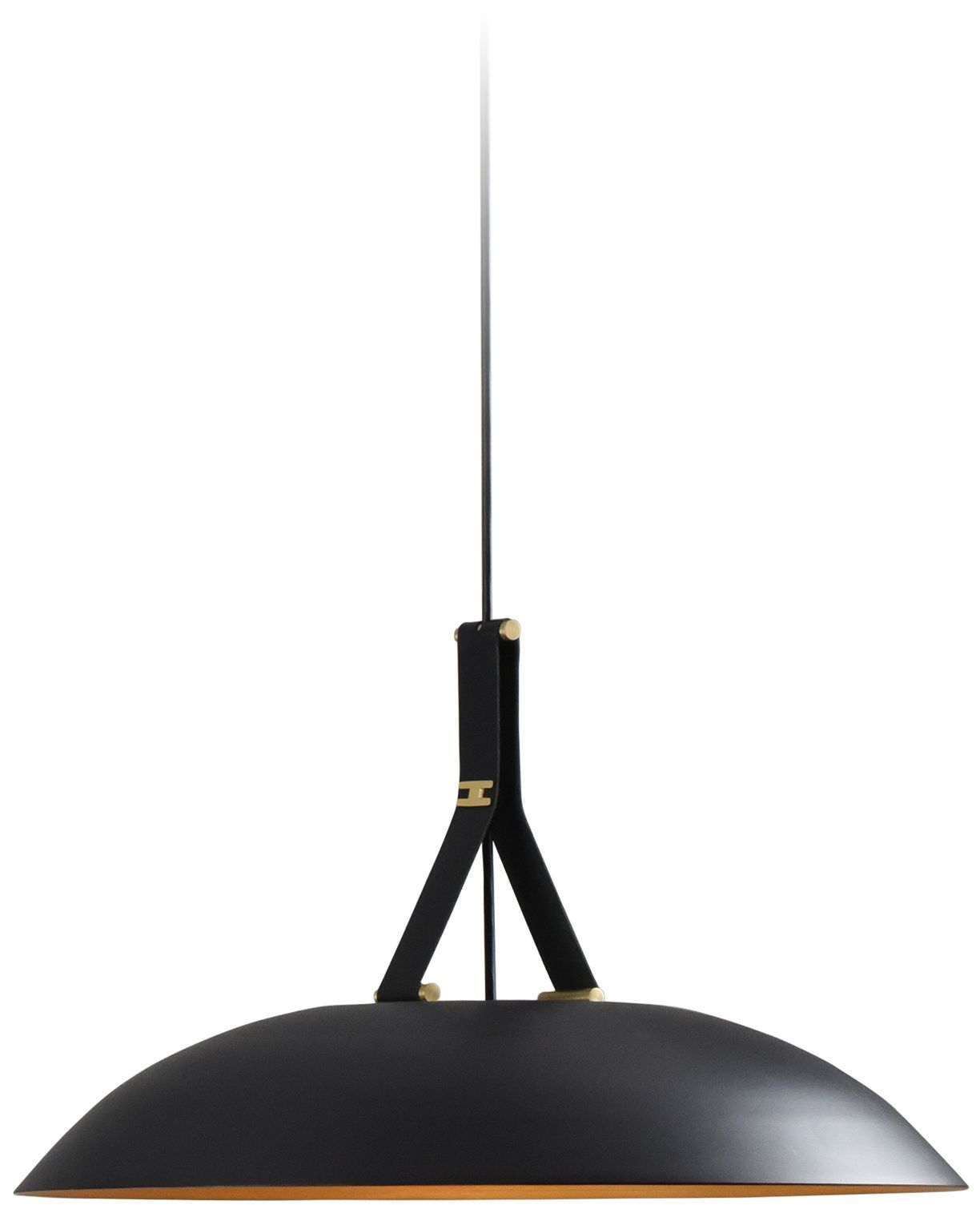 Volo Pendant - Noir - Black &amp;; Brass Shadeents - Black Leath Made to Or
