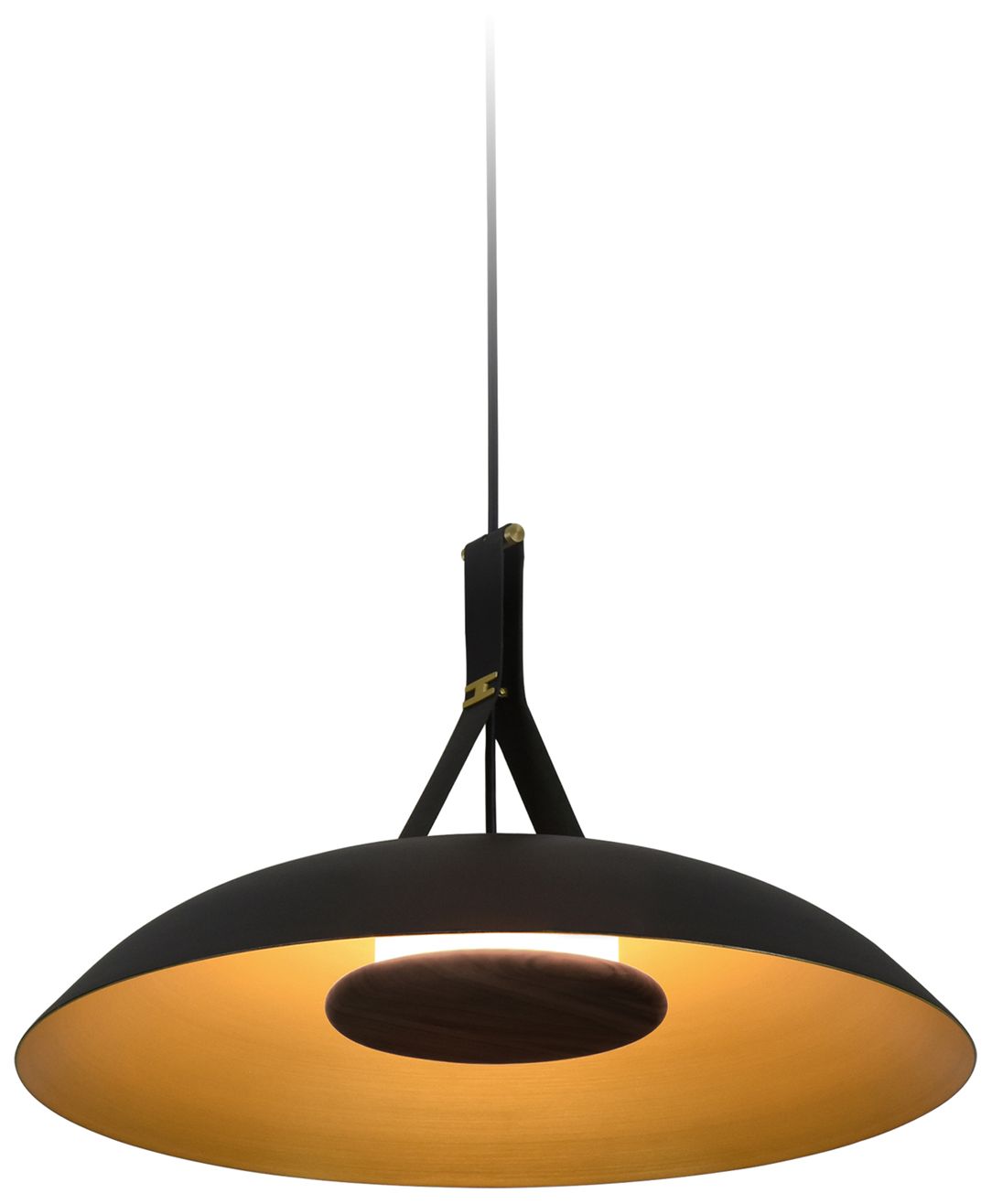 Image 2 Volo Pendant - Noir - Black Exterior &; Brass Interior Shade Made to Or more views