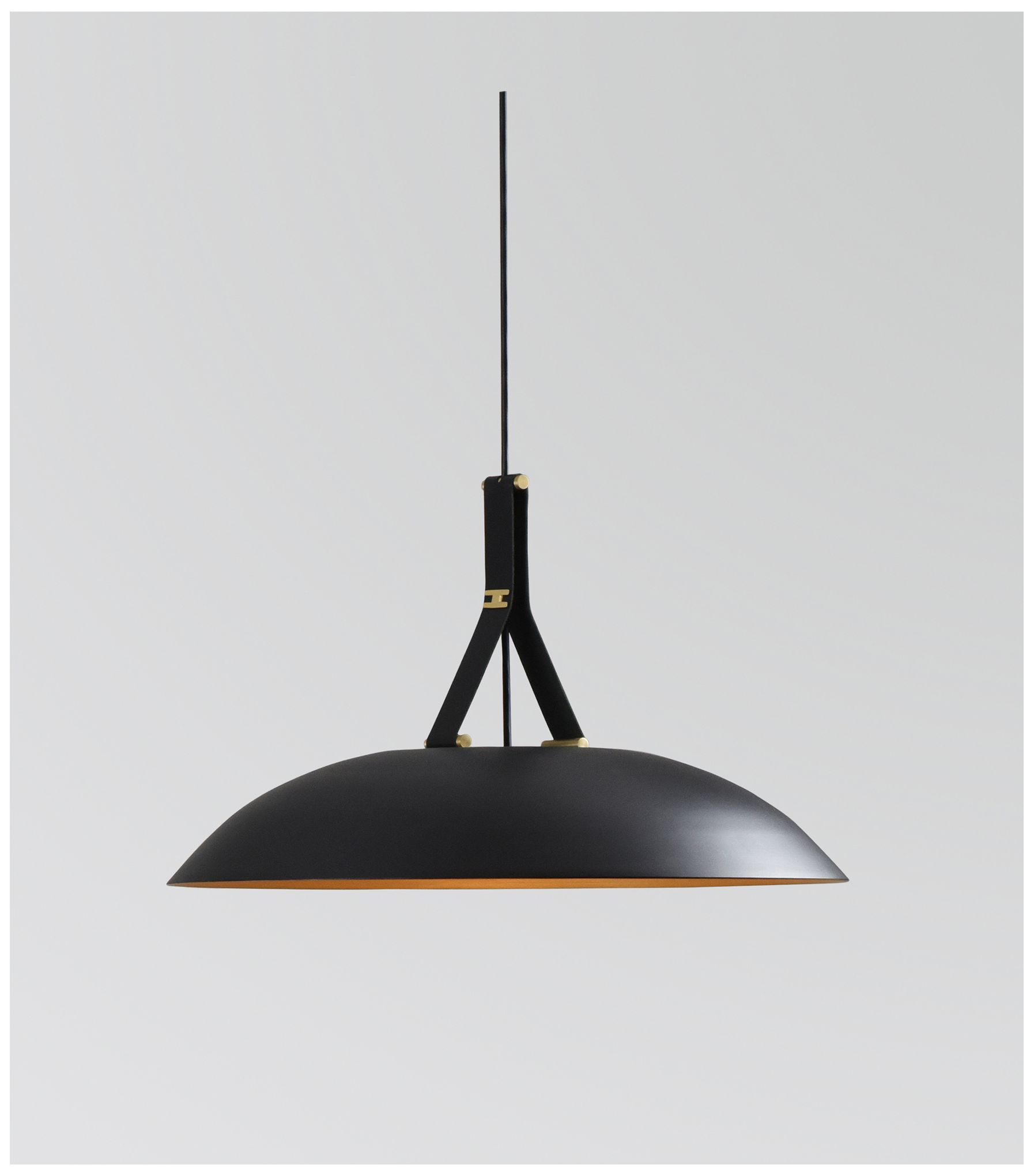 Image 4 Volo Pendant - Noir - Black Exterior &; Brass Interior Shade Made to Or more views