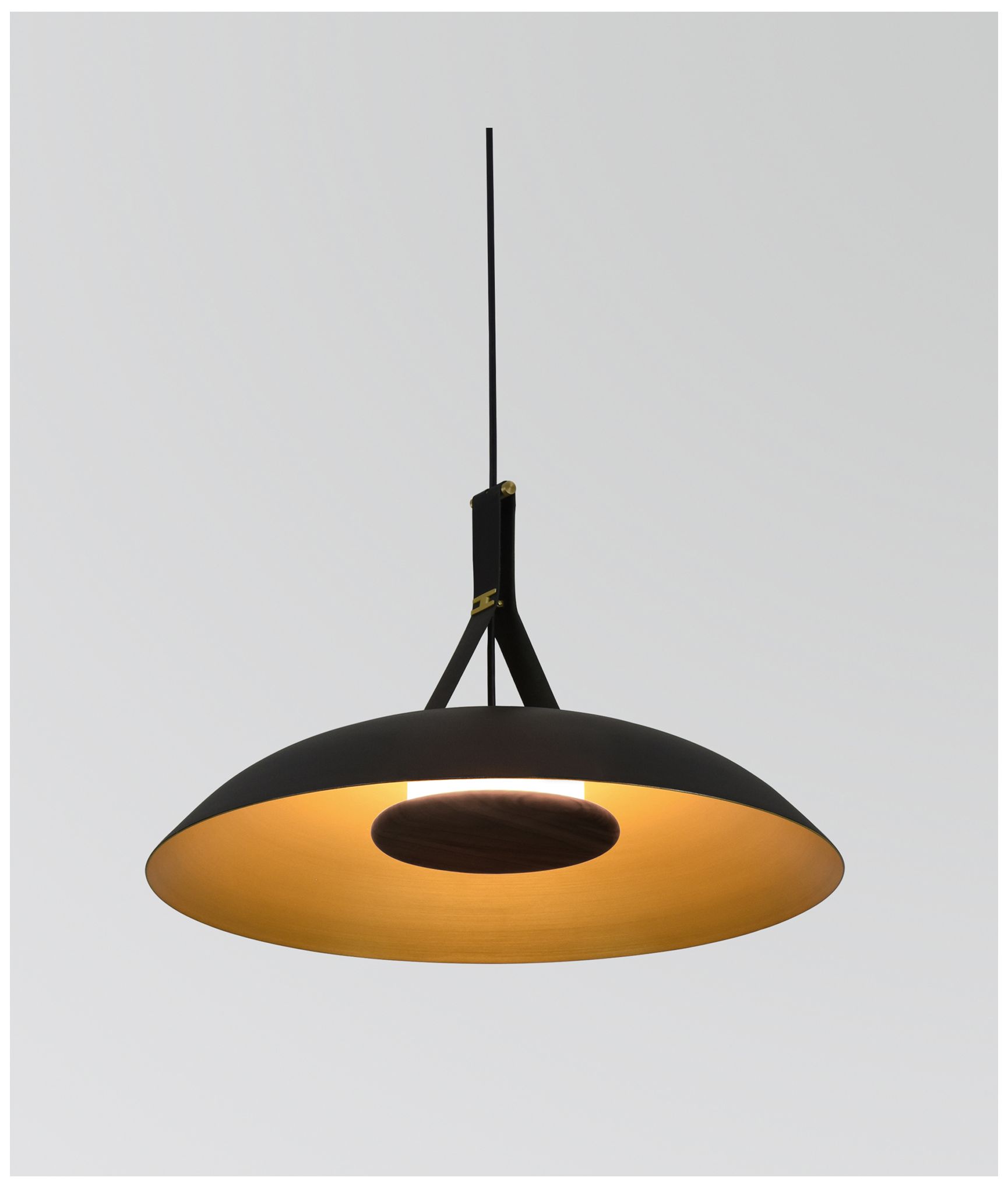 Image 5 Volo Pendant - Noir - Black Exterior &; Brass Interior Shade Made to Or more views
