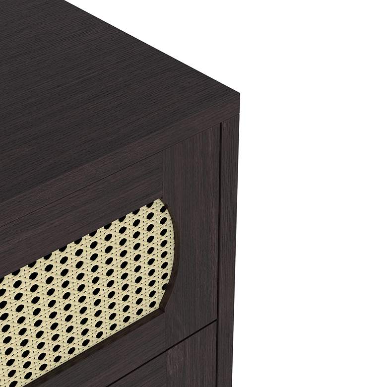 Image 5 Volpey 31 1/2" Wide Espresso Wood Rattan 4-Drawer Chest more views
