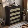 Volpey 31 1/2" Wide Espresso Wood Rattan 4-Drawer Chest