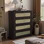 Volpey 31 1/2" Wide Espresso Wood Rattan 4-Drawer Chest
