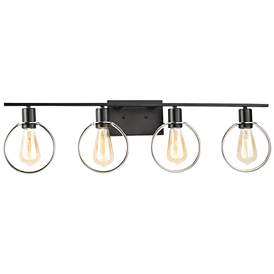 Image1 of Volta 33" Wide Matte Black and Chrome 4-Light Bath Light
