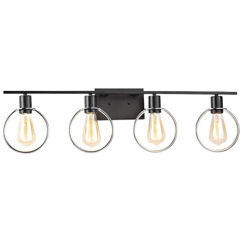 Image 1 Volta 33" Wide Matte Black and Chrome 4-Light Bath Light