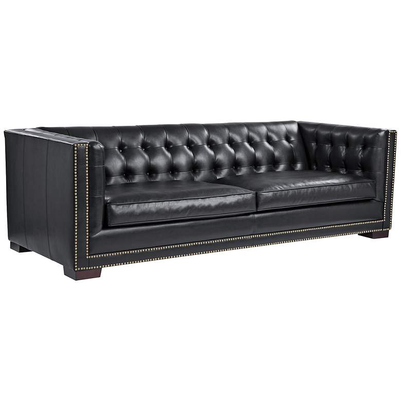 Image 1 Voltaire Black Bonded Leather 3-Seat Sofa