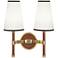 Voltaire Modern Brass And Saddle Leather Double Wall Lamp