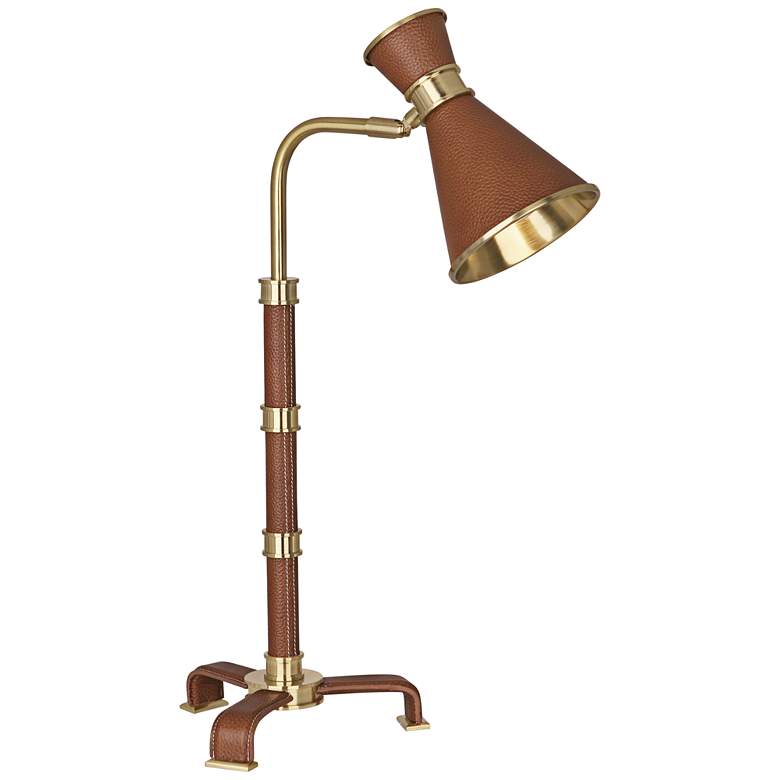 Image 1 Voltaire Modern Brass with Saddle Leather Desk Lamp