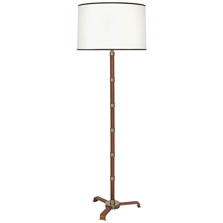 Image 1 Voltaire Modern Brass with Saddle Leather Floor Lamp