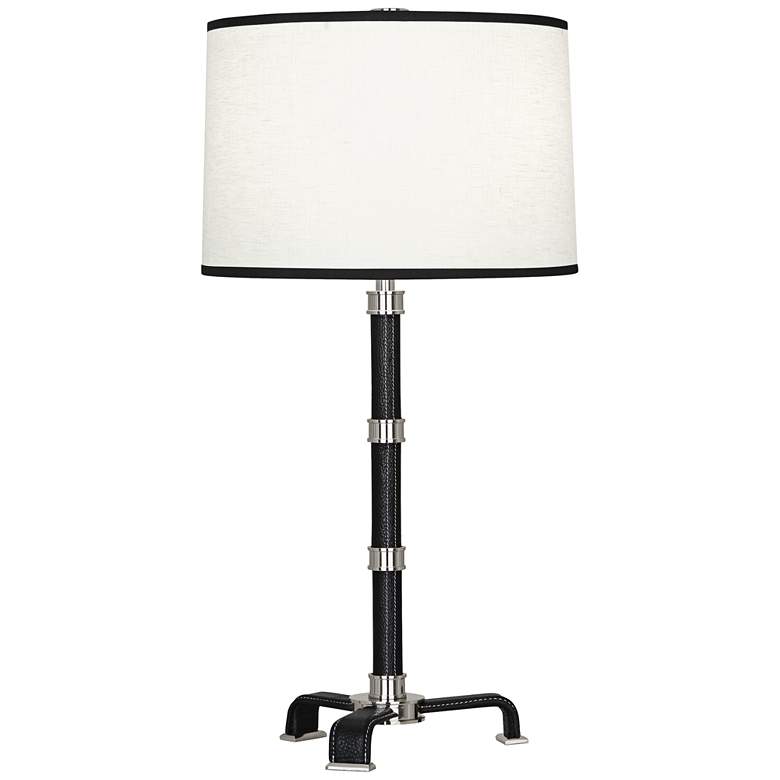 Image 1 Voltaire Polished Nickel with Black Leather Table Lamp