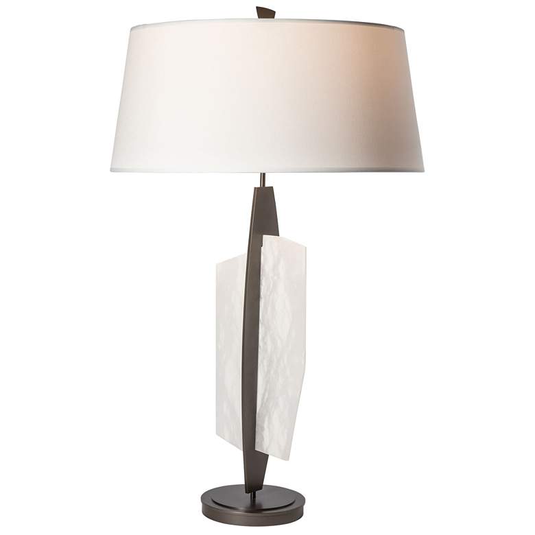 Image 1 Volterra 35.5" High Dark Smoke Table Lamp With Natural Anna Linen Shad