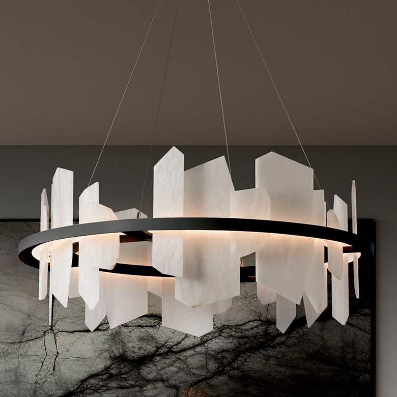 Image 1 Volterra 38" Wide Black Circular LED Pendant