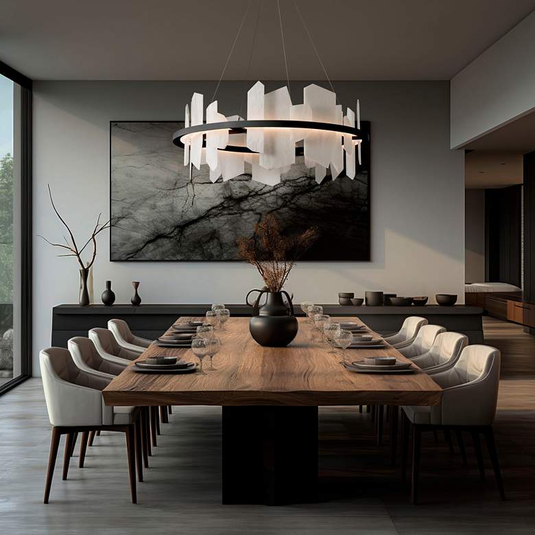 Image 3 Volterra 38" Wide Black Circular LED Pendant more views