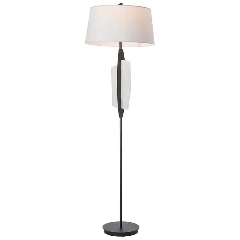 Image 1 Volterra 73.6" High Oil Rubbed Bronze Floor Lamp With Natural Anna Sha