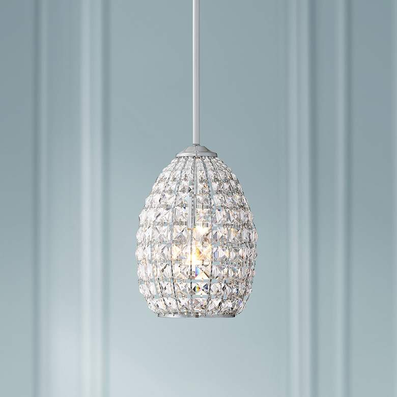 Image 1 Vona 7 1/2" Wide Chrome and Crystal Mini-Pendant