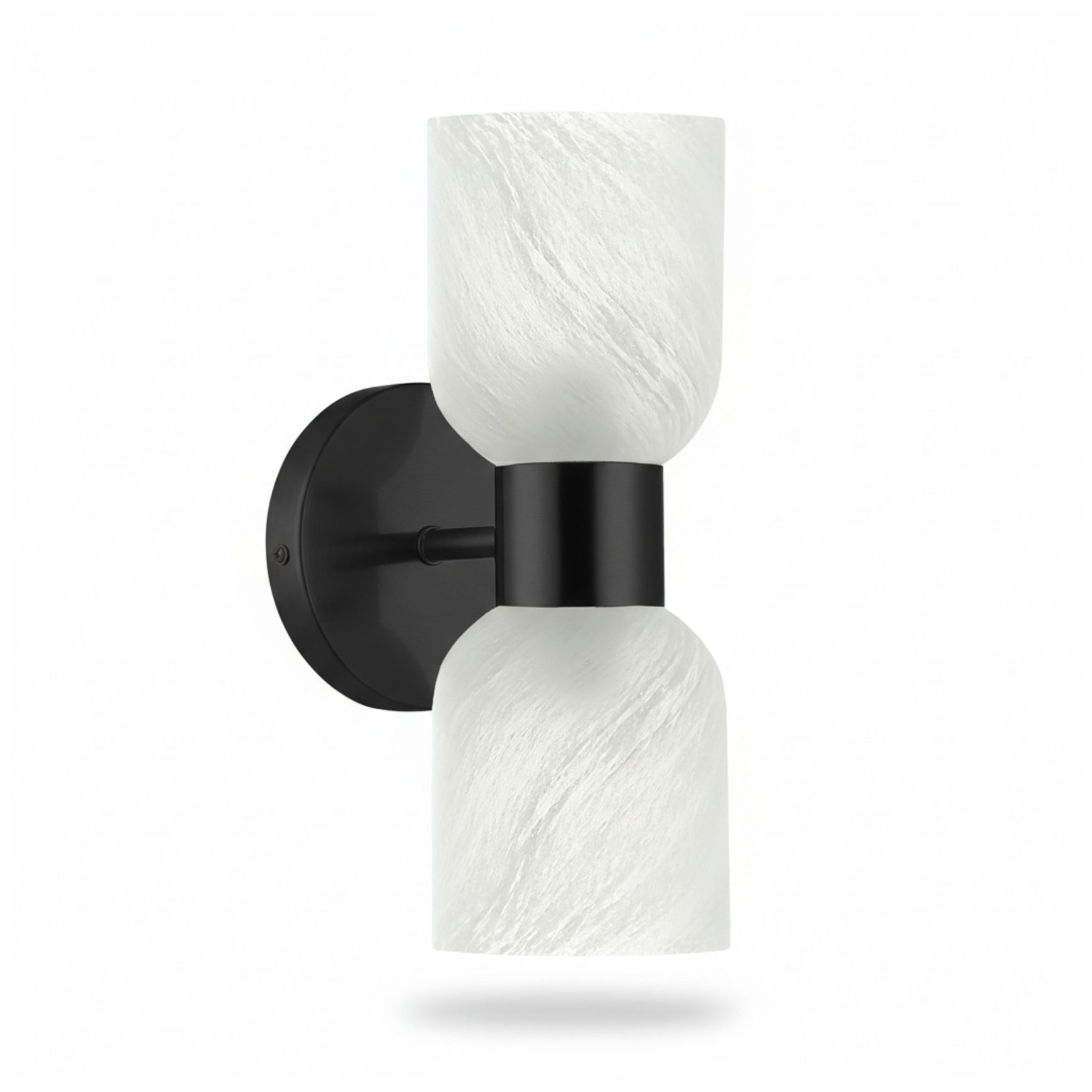 Image 2 Vonda 11.5" High 2-Light Matte Black, Faux Alabaster Wall Sconce more views