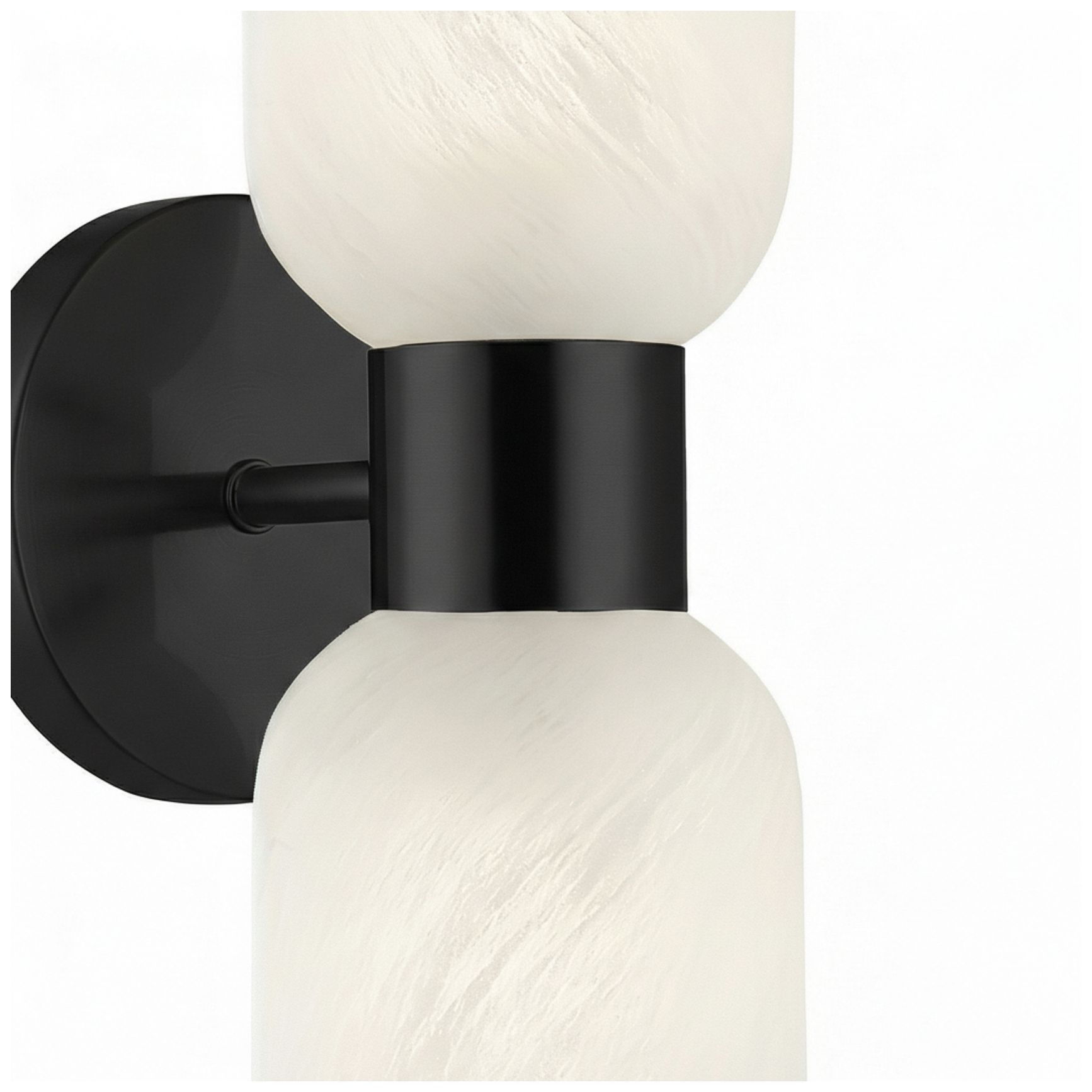Image 3 Vonda 11.5" High 2-Light Matte Black, Faux Alabaster Wall Sconce more views