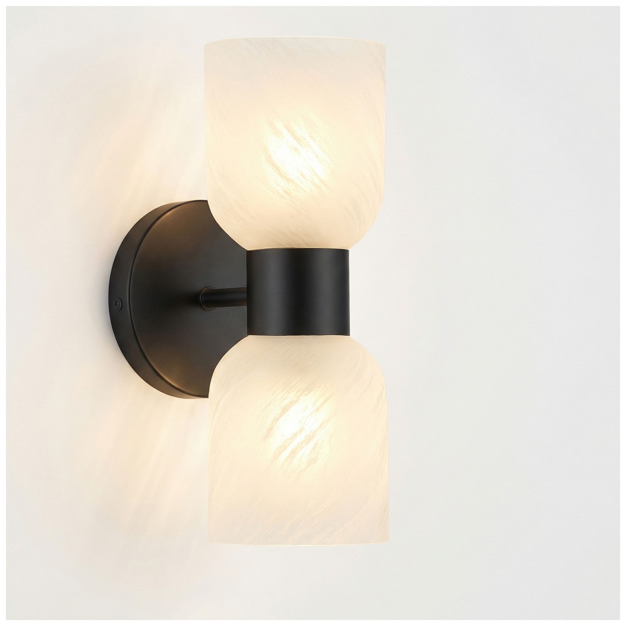 Image 5 Vonda 11.5" High 2-Light Matte Black, Faux Alabaster Wall Sconce more views