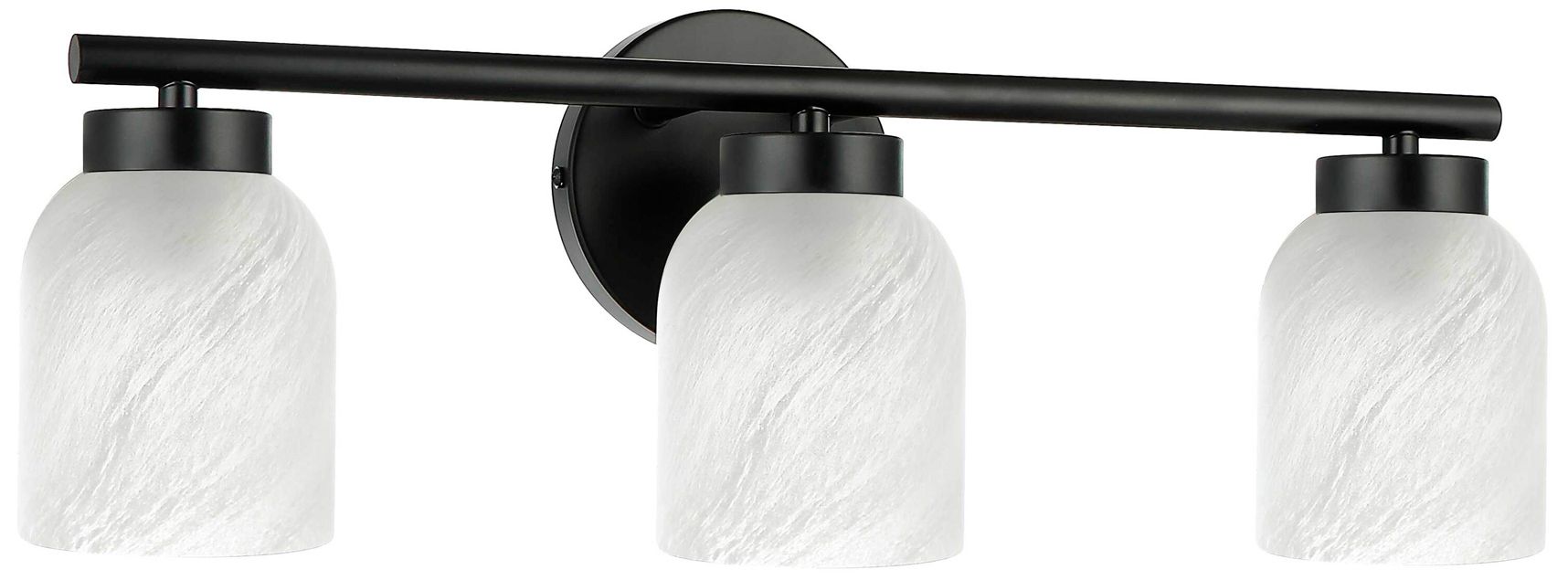 Vonda 21" Wide 3-Light Matte Black, Faux Alabaster Bath/Vanity Light