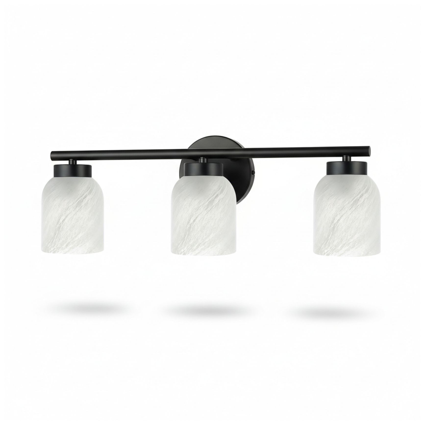 Image 2 Vonda 21" Wide 3-Light Matte Black, Faux Alabaster Bath/Vanity Light more views
