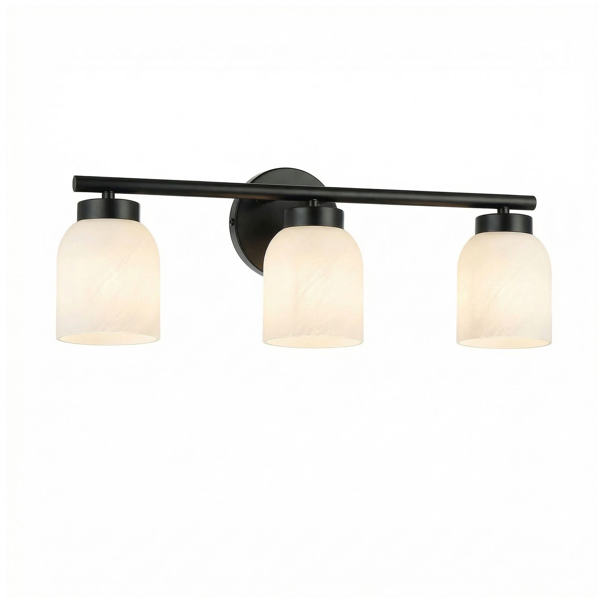 Image 3 Vonda 21" Wide 3-Light Matte Black, Faux Alabaster Bath/Vanity Light more views