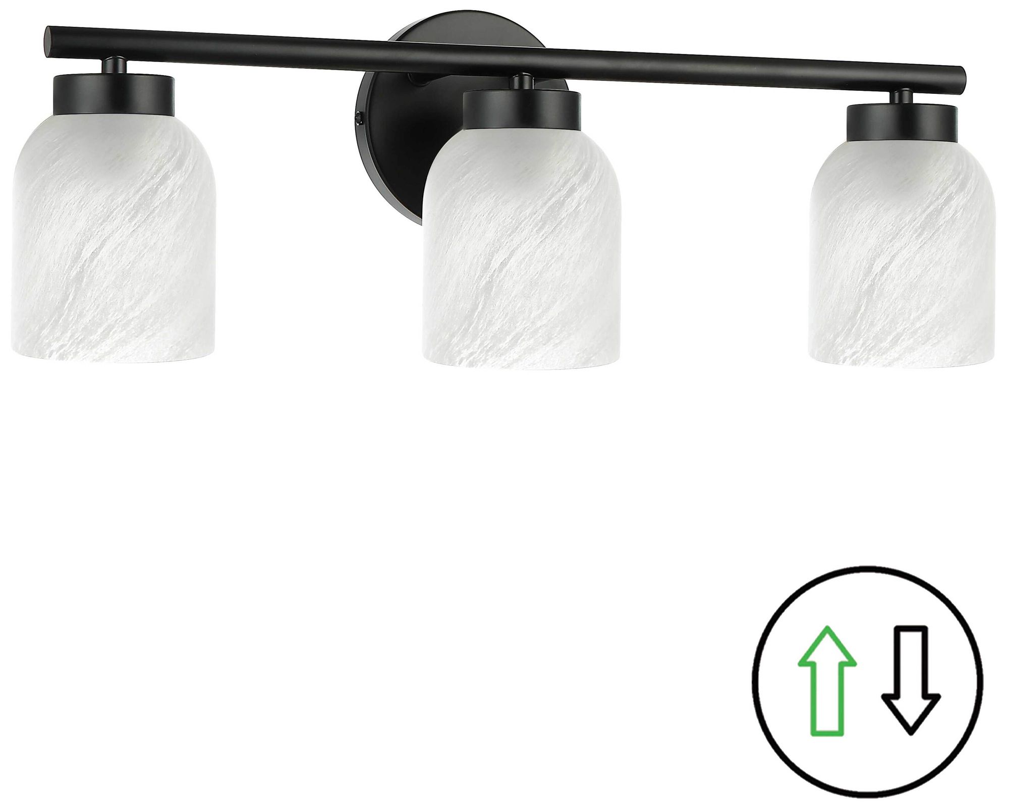 Vonda 21" Wide 3-Light Matte Black, Faux Alabaster Bath/Vanity Light