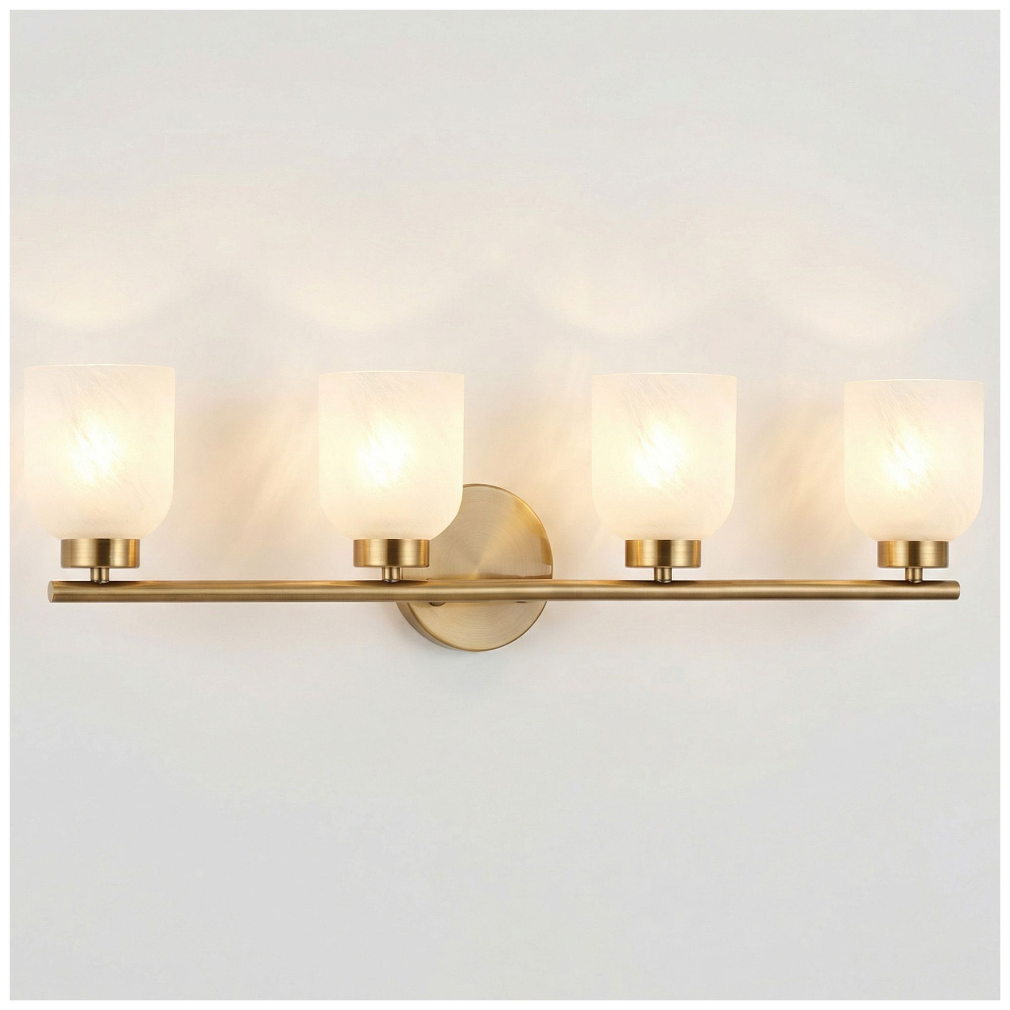 Image 5 Vonda 29" Wide 4-Light Aged Brass, Faux Alabaster Bath/Vanity Light more views