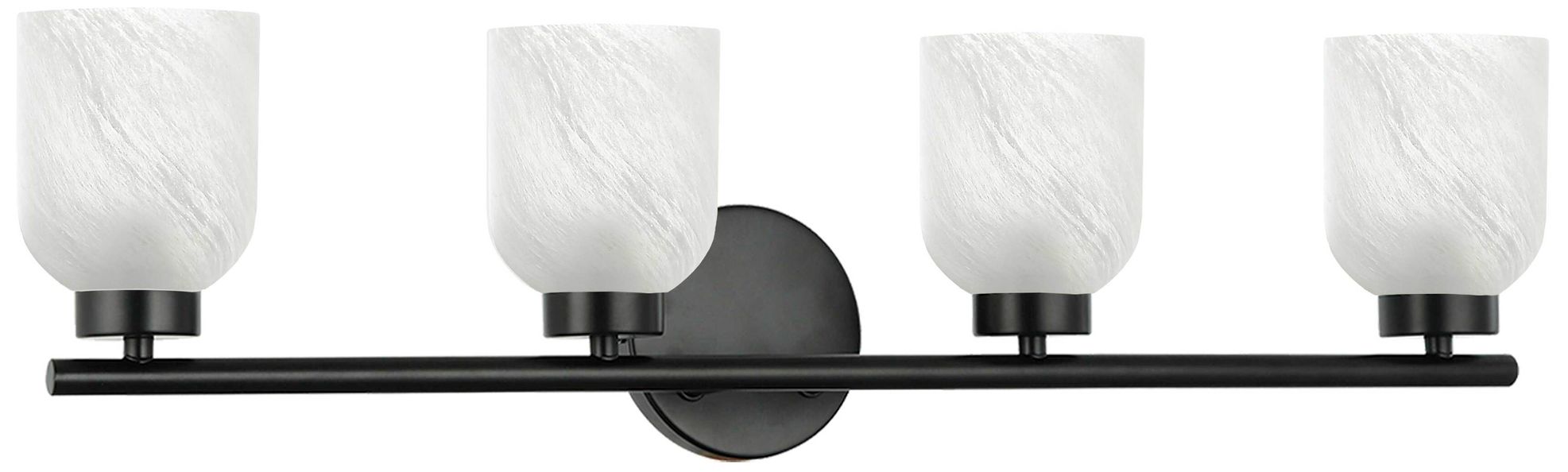 Vonda 29" Wide 4-Light Matte Black, Faux Alabaster Bath/Vanity Light