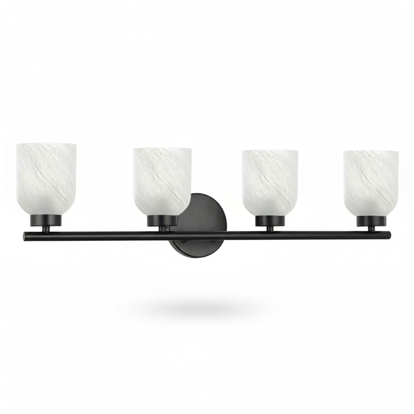 Image 2 Vonda 29" Wide 4-Light Matte Black, Faux Alabaster Bath/Vanity Light more views