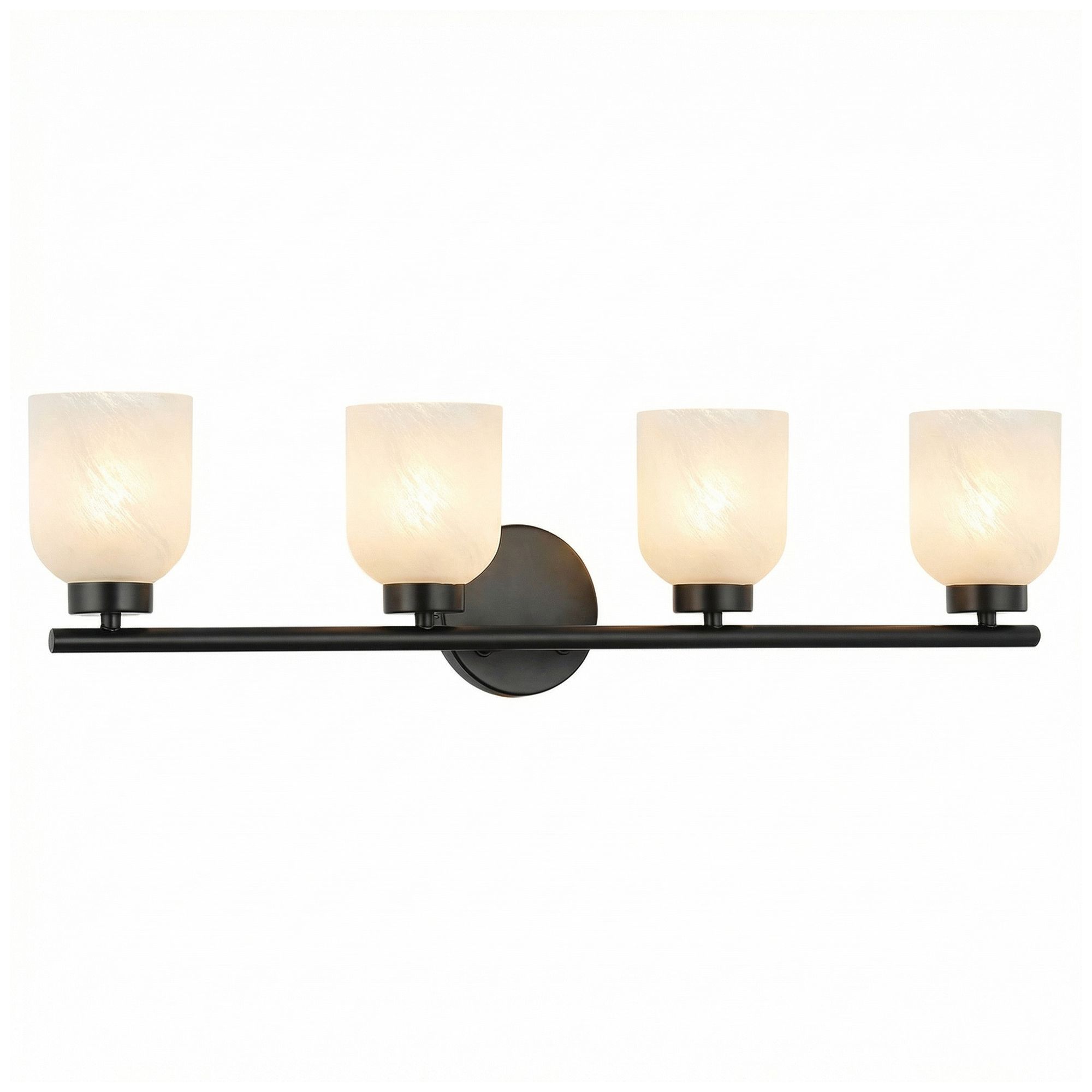 Image 3 Vonda 29" Wide 4-Light Matte Black, Faux Alabaster Bath/Vanity Light more views