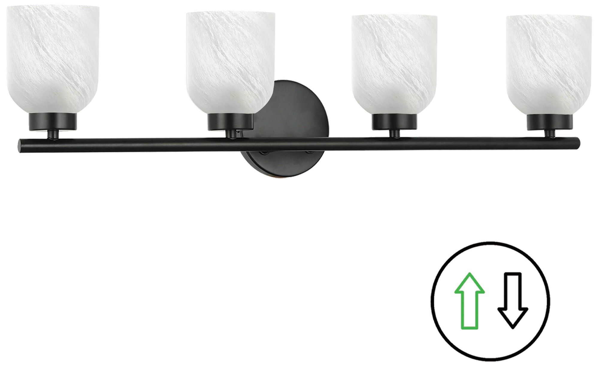 Vonda 29" Wide 4-Light Matte Black, Faux Alabaster Bath/Vanity Light