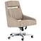 Vonn Mid-Century Umber White Leather Adjustable Swivel Desk Chair