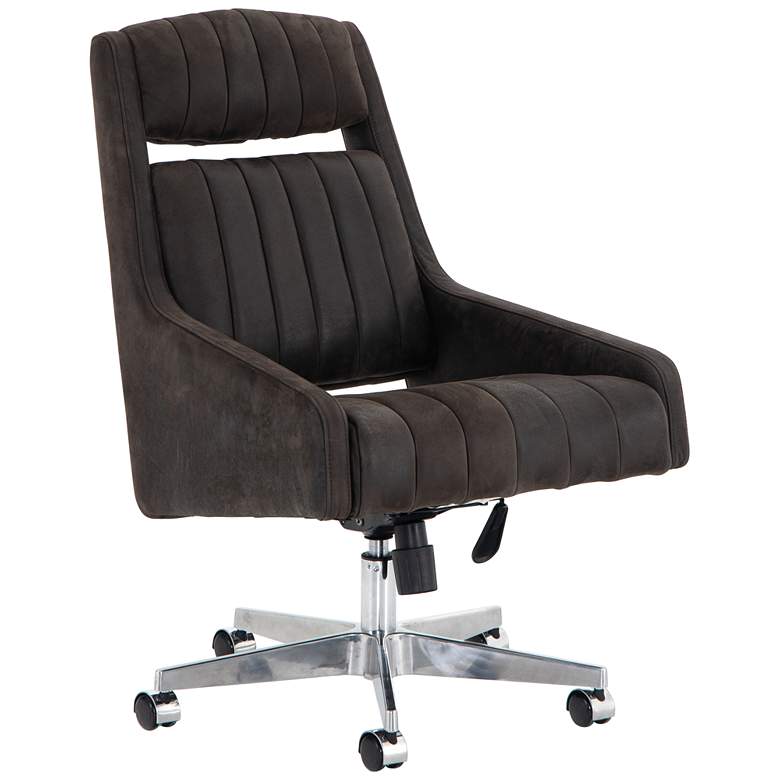 Image 1 Vonn Mid-Century Winchester Brown Leather Adjustable Swivel Desk Chair