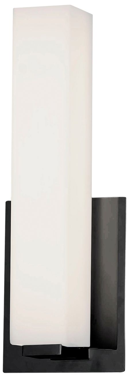 Image 2 Vonte 9.5" High Matte Black Light 12W Wall Sconce With White Glass