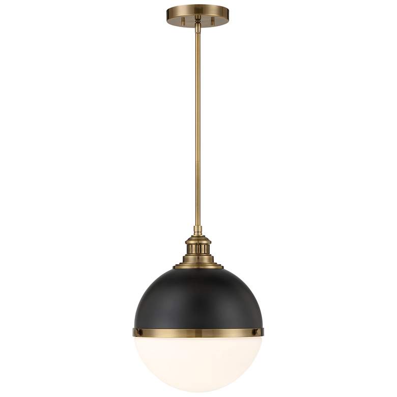Image 2 Vorey 13" Wide Oxidized Aged Brass and Coal Pendant Light