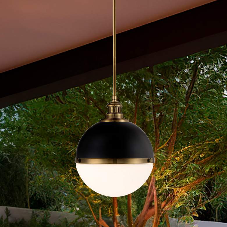 Image 1 Vorey 13" Wide Oxidized Aged Brass and Coal Pendant Light