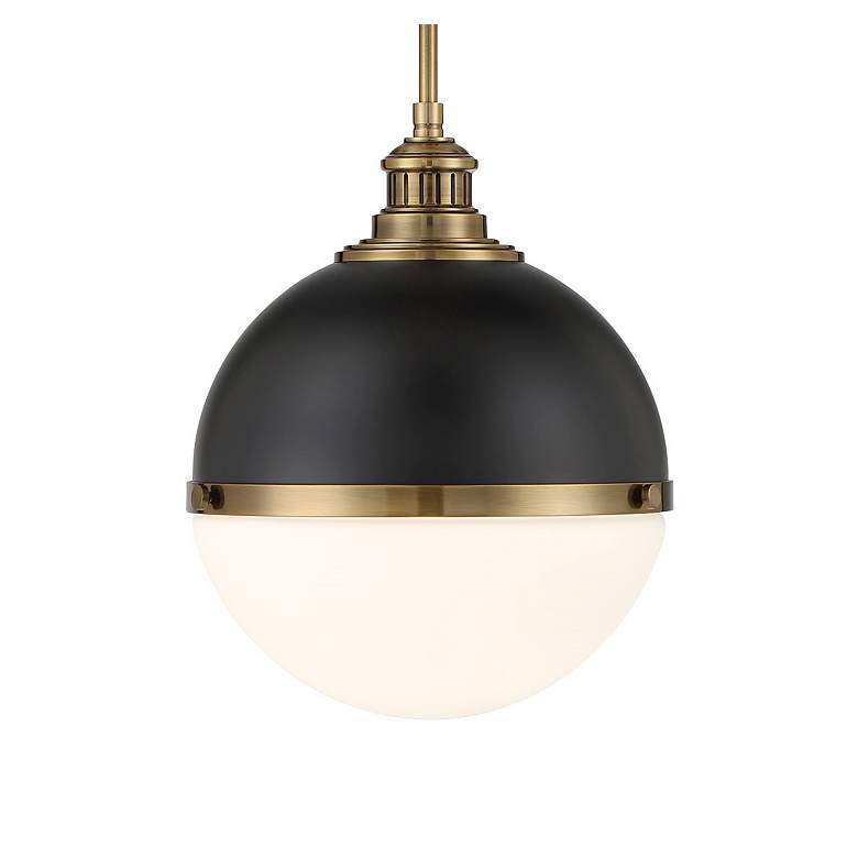 Image 4 Vorey 13" Wide Oxidized Aged Brass and Coal Pendant Light more views