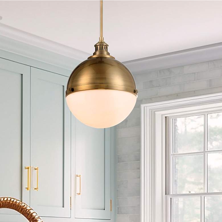 Image 6 Vorey 13" Wide Oxidized Aged Brass Globe Pendant Light more views
