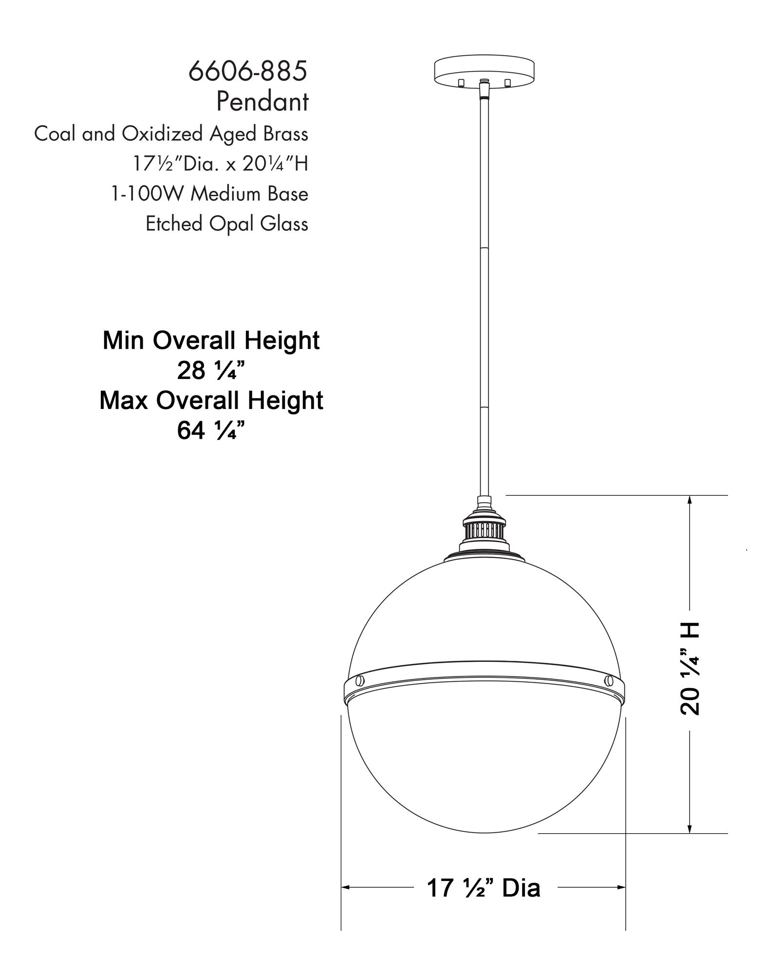 Vorey 17 1/2"W Coal and Oxidized Aged Brass Pendant Light