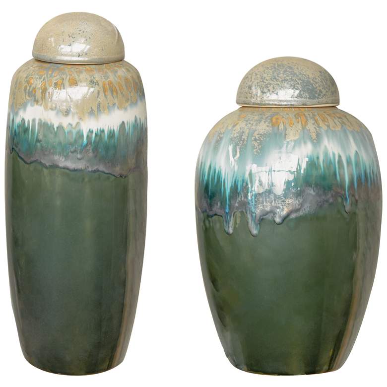 Image 1 Vorga Beige &#38; Green Jar