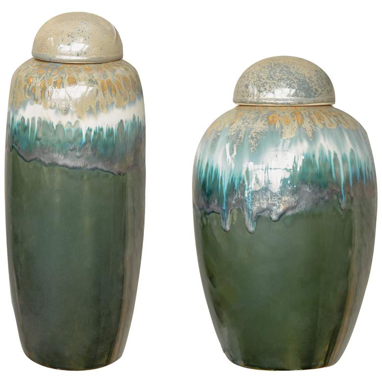 Image 1 Vorga Beige & Green Jar