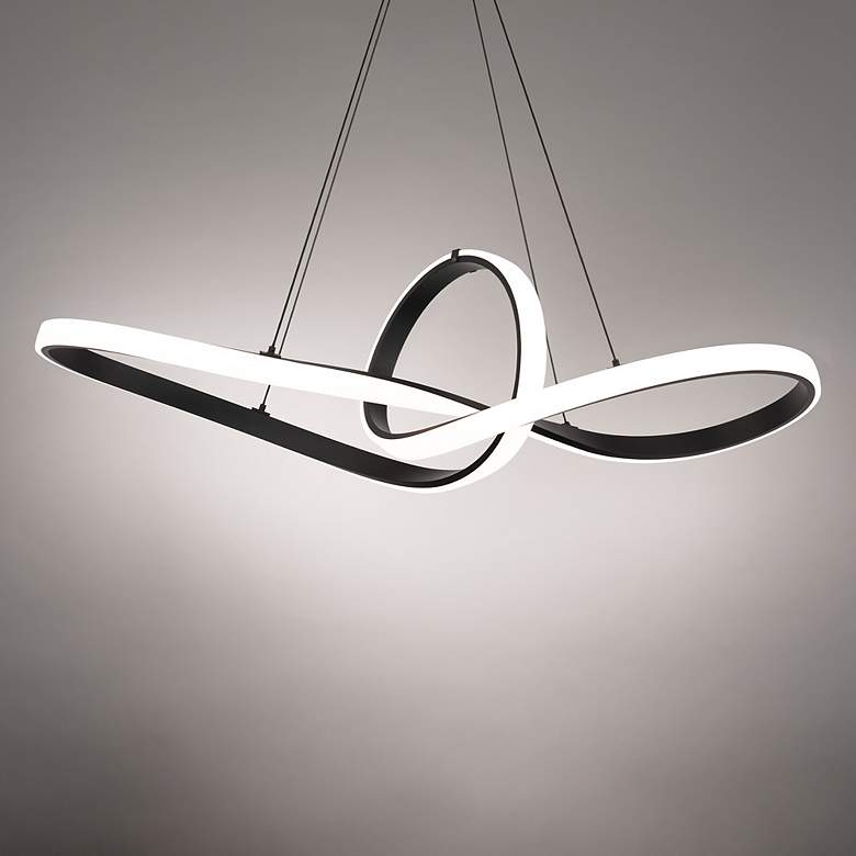 Image 1 Vornado 35" Wide Black Metal Swirls LED Pendant Light