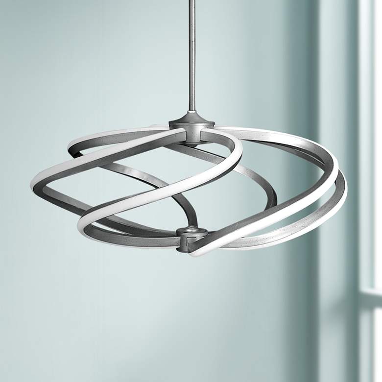 Image 1 Vortex 27 1/2" Wide Brushed Steel LED Pendant Light