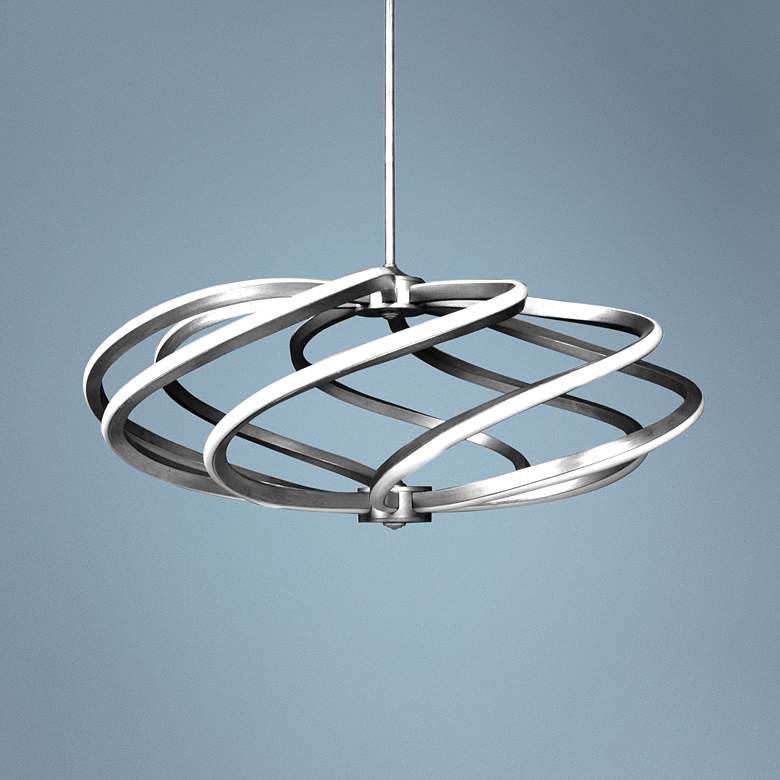 Image 1 Vortex 33 1/4" Wide Brushed Steel LED Pendant Light