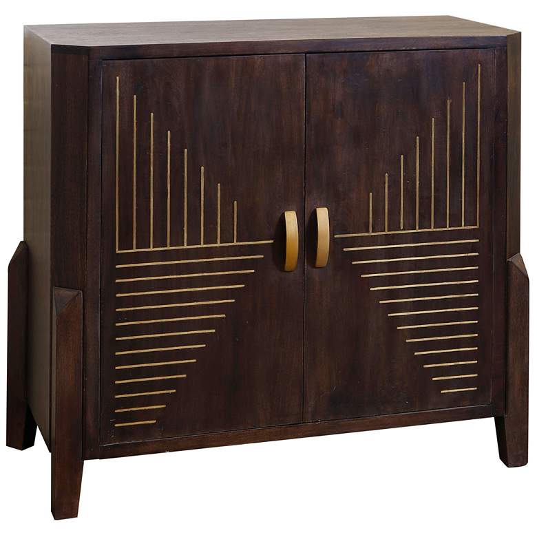 Image 1 Vortex 35" Wide Dark Cocoa Brown Two Door Mango Wood Cabinet