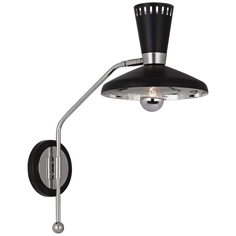 Image 1 Vortex Polished Nickel And Matte Black Adjustable Wall Lamp