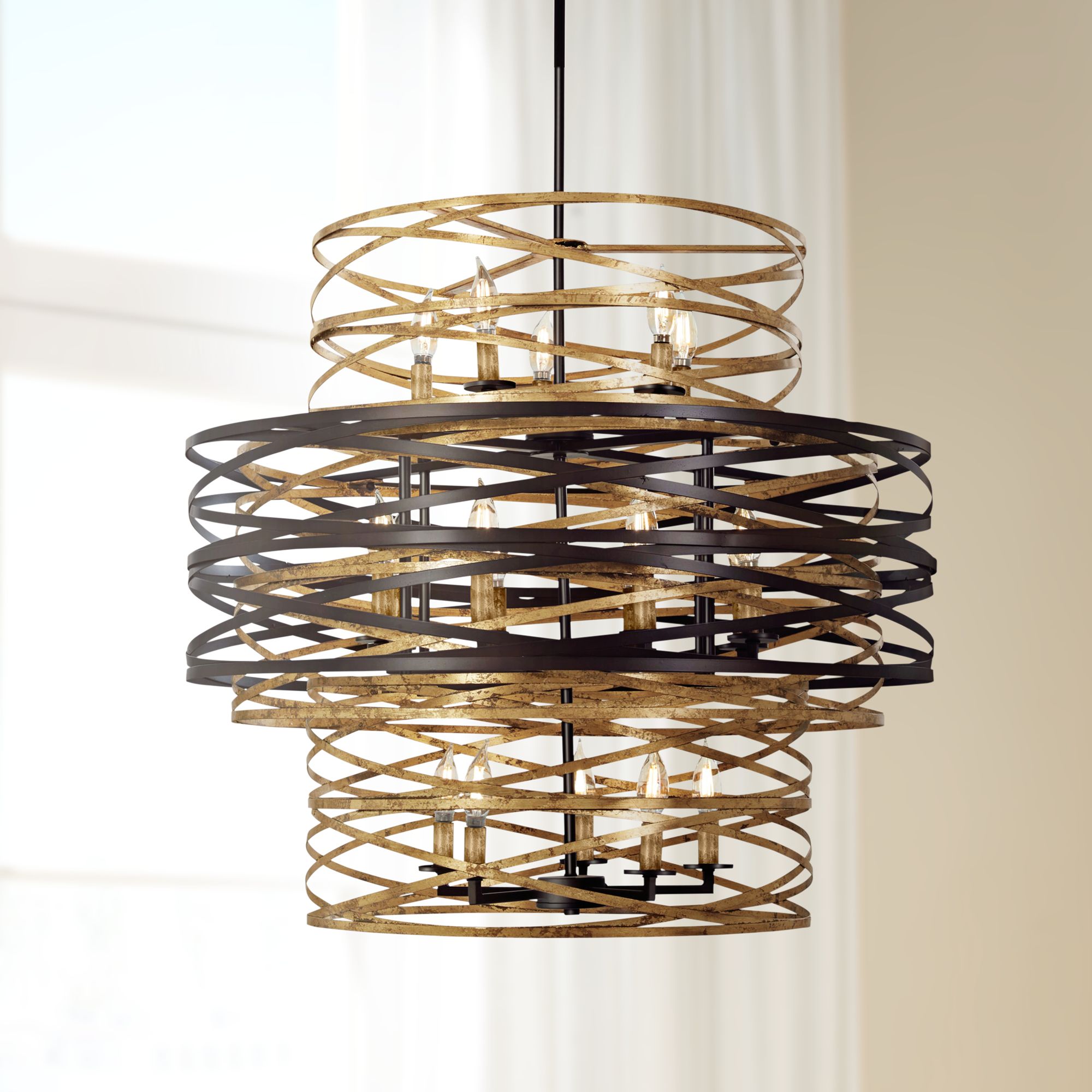 gold and bronze chandelier