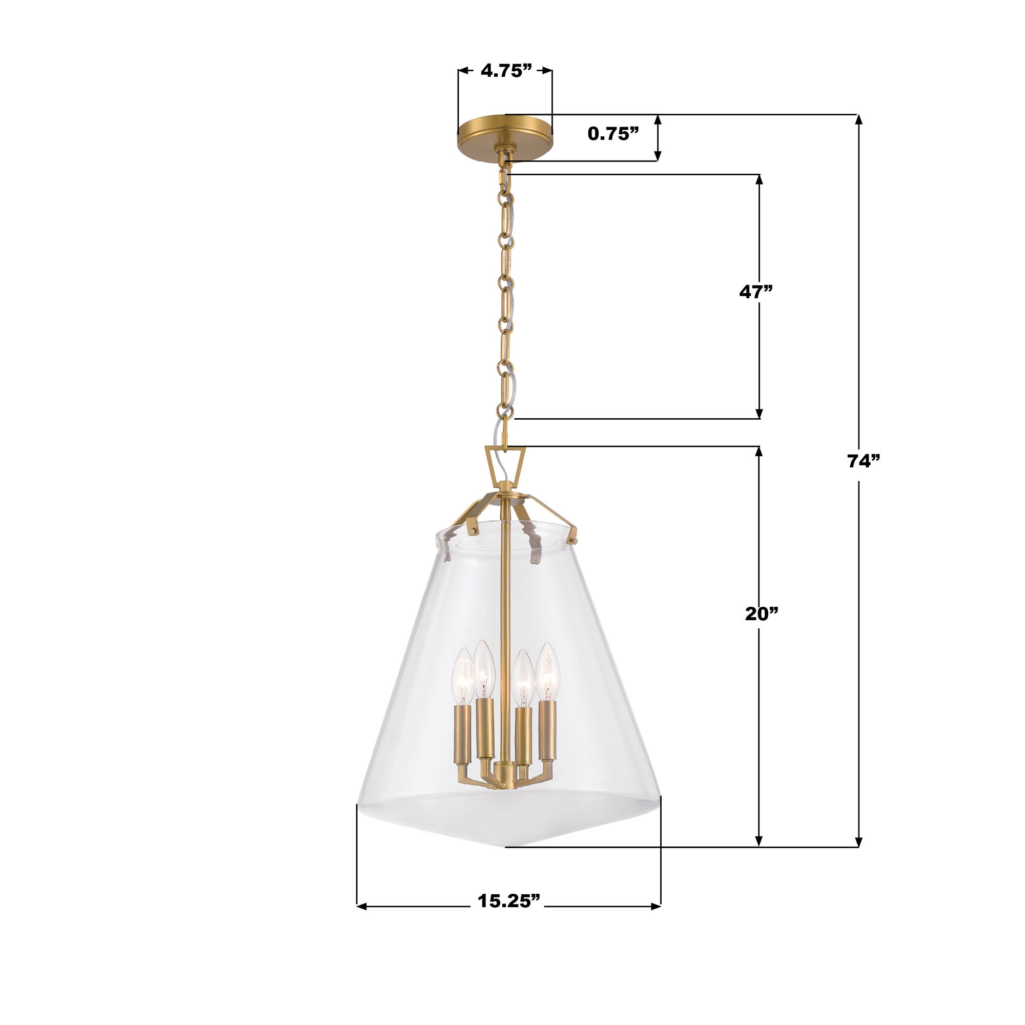 Voss 4 Light Luxe Gold Pendant
